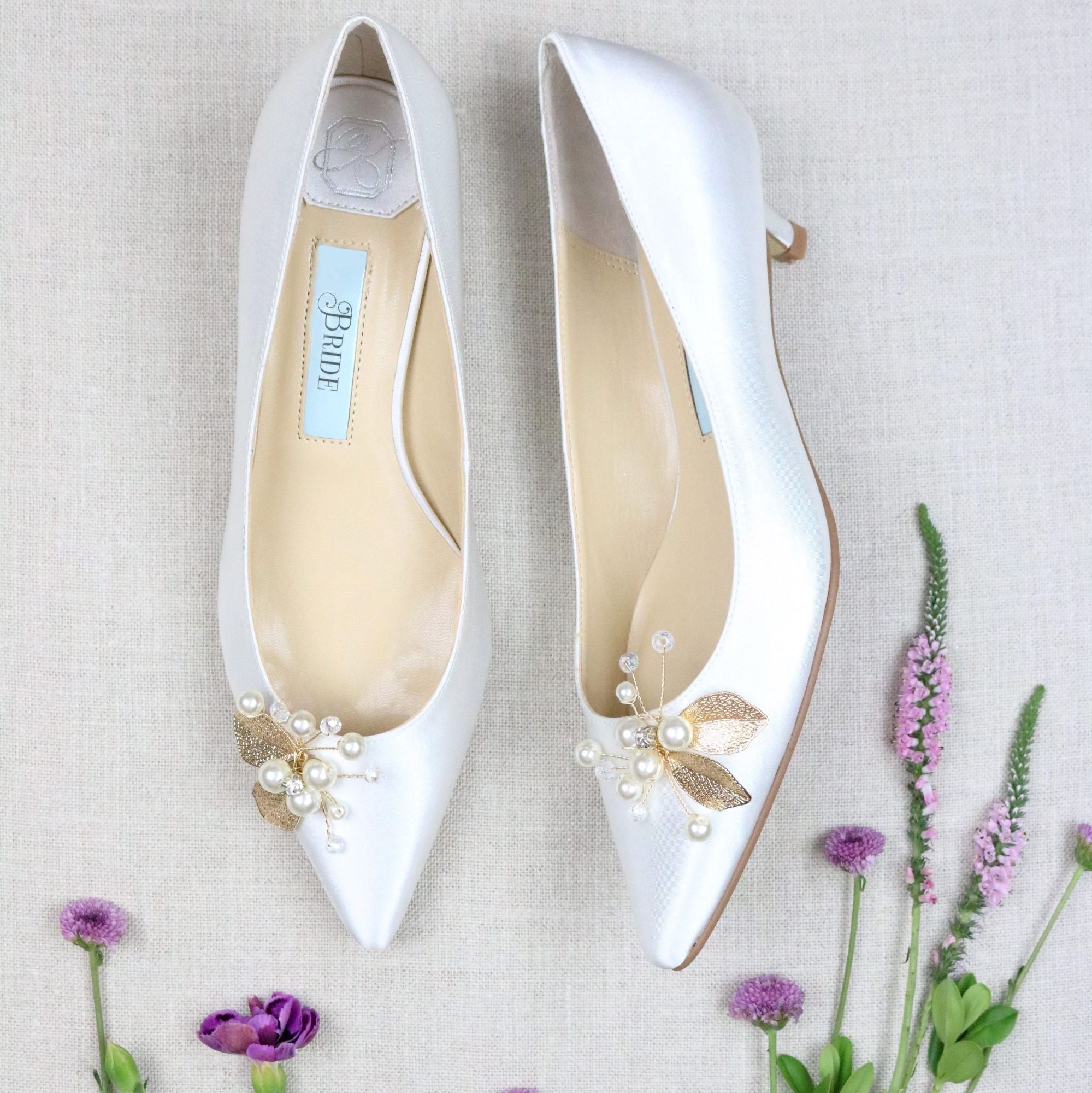 satin bridal shoes low heel