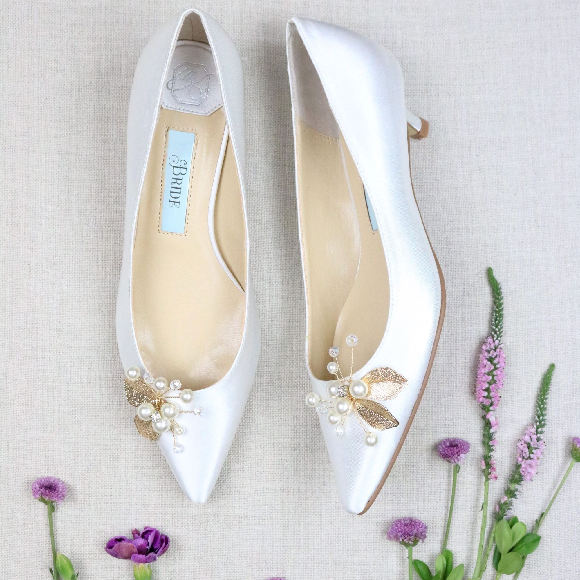 satin wedding shoes low heel