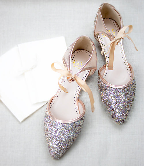rose gold and silver shoes