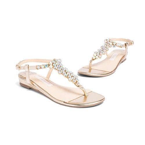 gold flat sandals for wedding