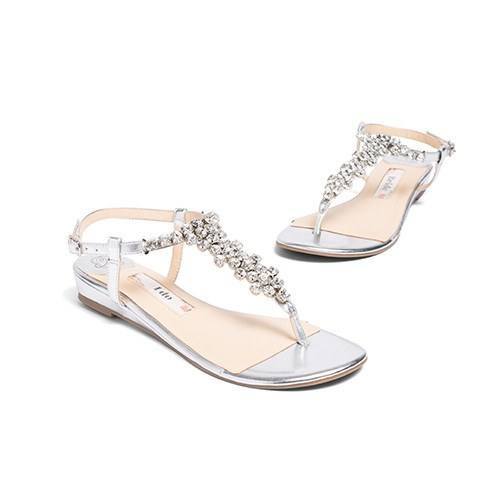 silver bridesmaid sandals