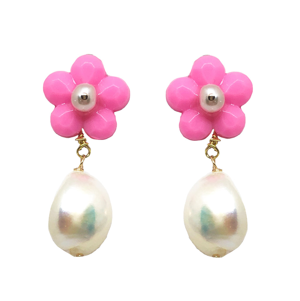 Bloom pearl drops in hot pink