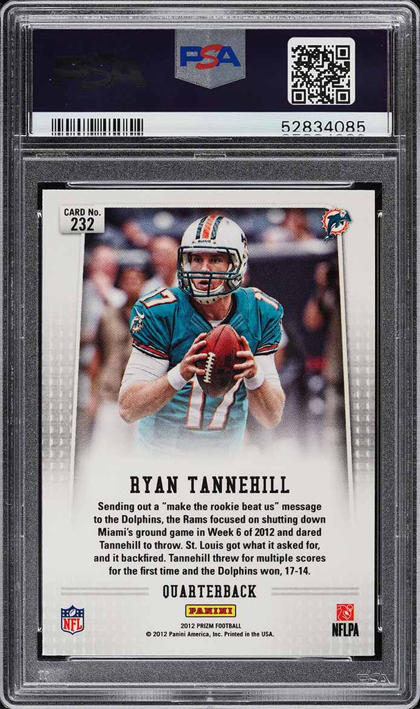 2012 PANINI PRIZM RYAN TANNEHILL #232 AQUA-BLUE JERSEY DOLPHINS