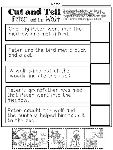 Peter and the Wolf Cut and Tell Worksheet – The Bulletin Board Lady