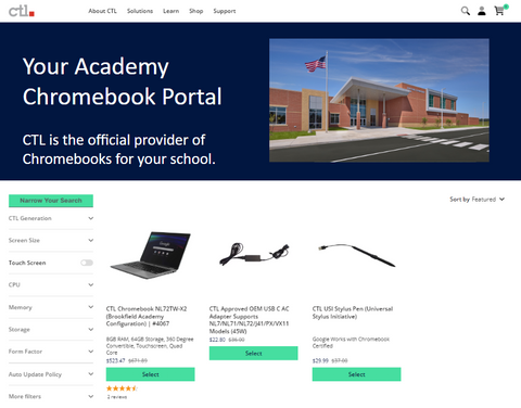 Private portals from CTL ease the purchase process for Chromebooks.