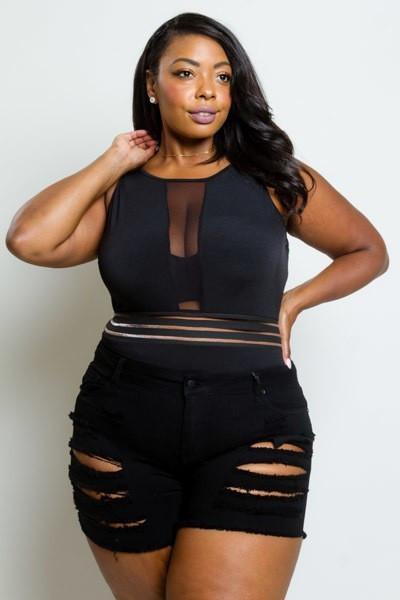 plus size black jean shorts