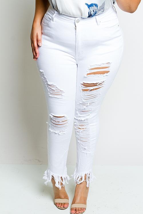 plus size frayed jeans