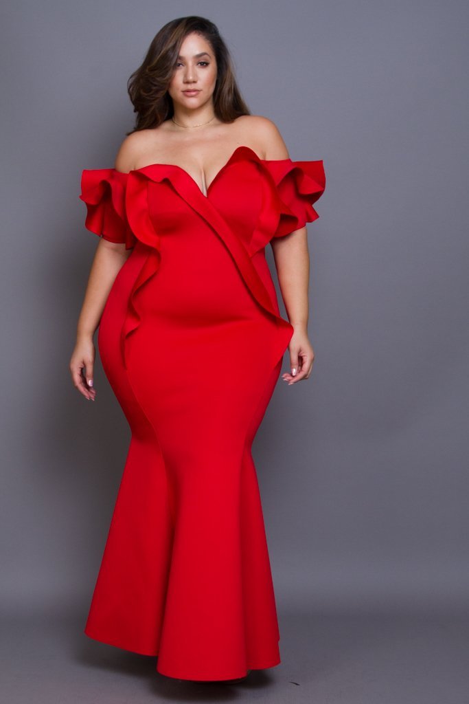 Plus Size Glam Off Shoulder Cocktail Maxi Dress – slayboo