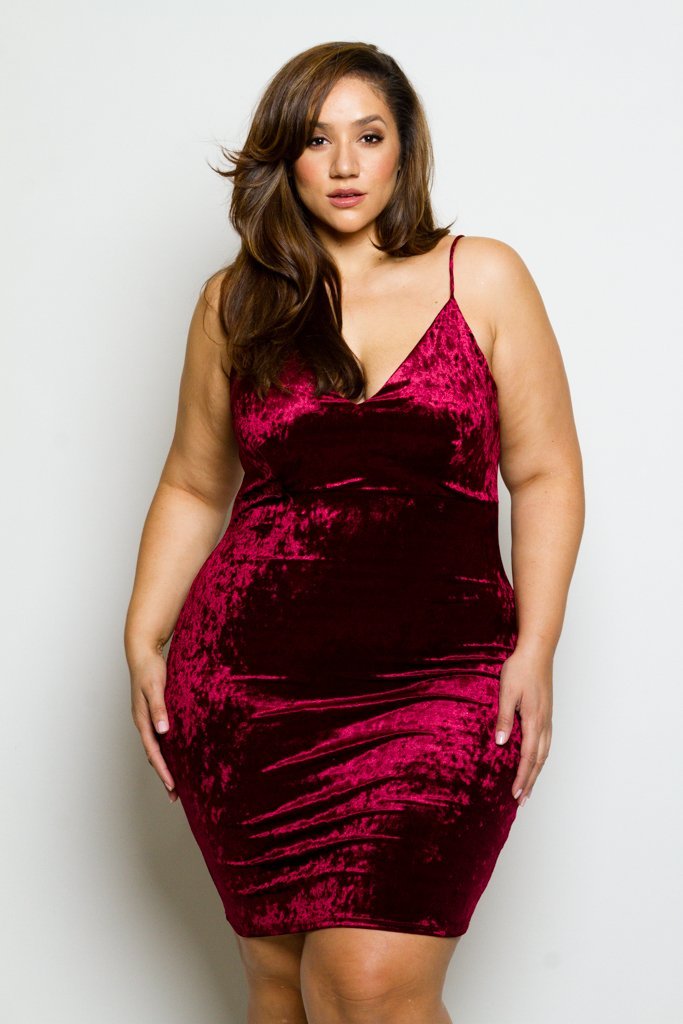 crushed velvet plus size dress