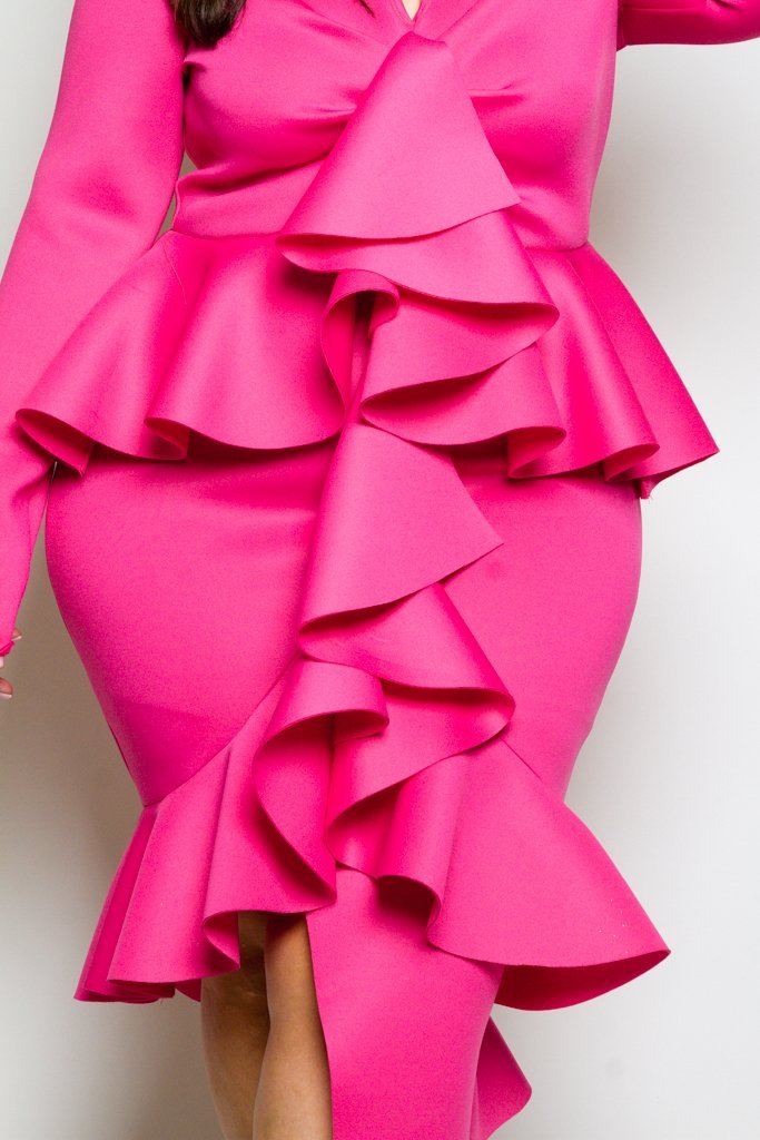 pink peplum dress plus size