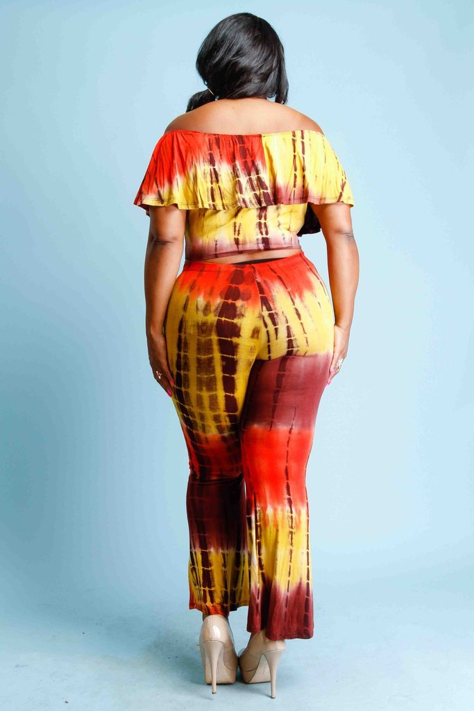 plus size tie dye two piece set