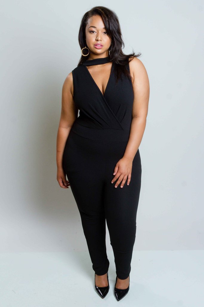 black choker jumpsuit