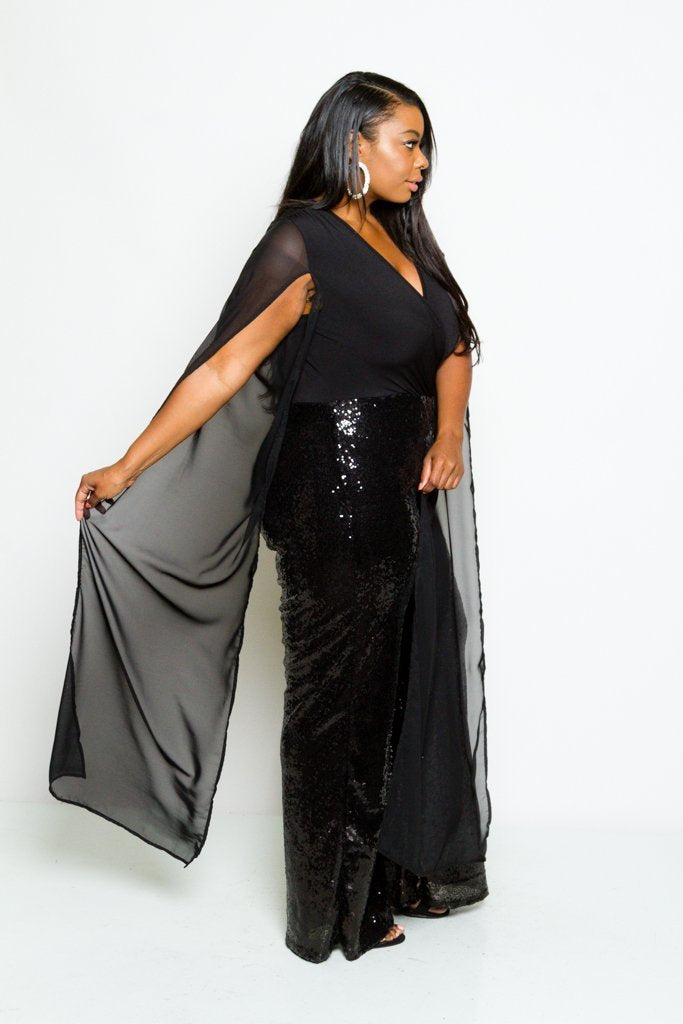 plus size sequin cape