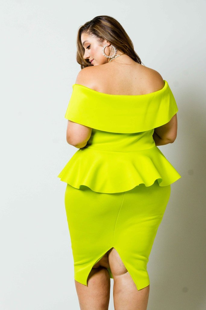 Plus Size Peplum Sexy Off Shoulder Dress Slayboo 7421