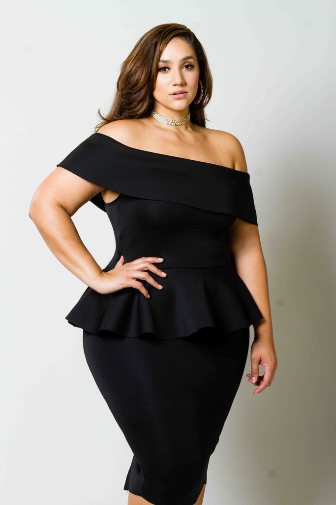 Plus Size Peplum Sexy Off Shoulder Dress Slayboo 1668