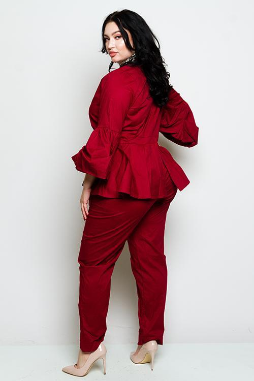 plus size peplum pantsuit