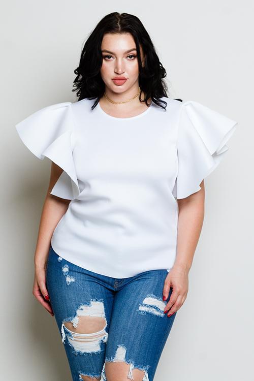 Plus Size Glam Ruffle Sleeve Top – slayboo