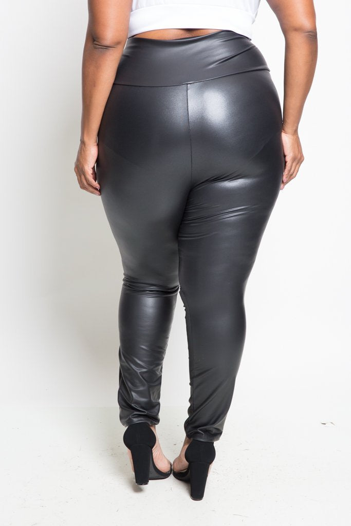 Plus Size Sleek High Waist Faux Leather Leggings – Slayboo