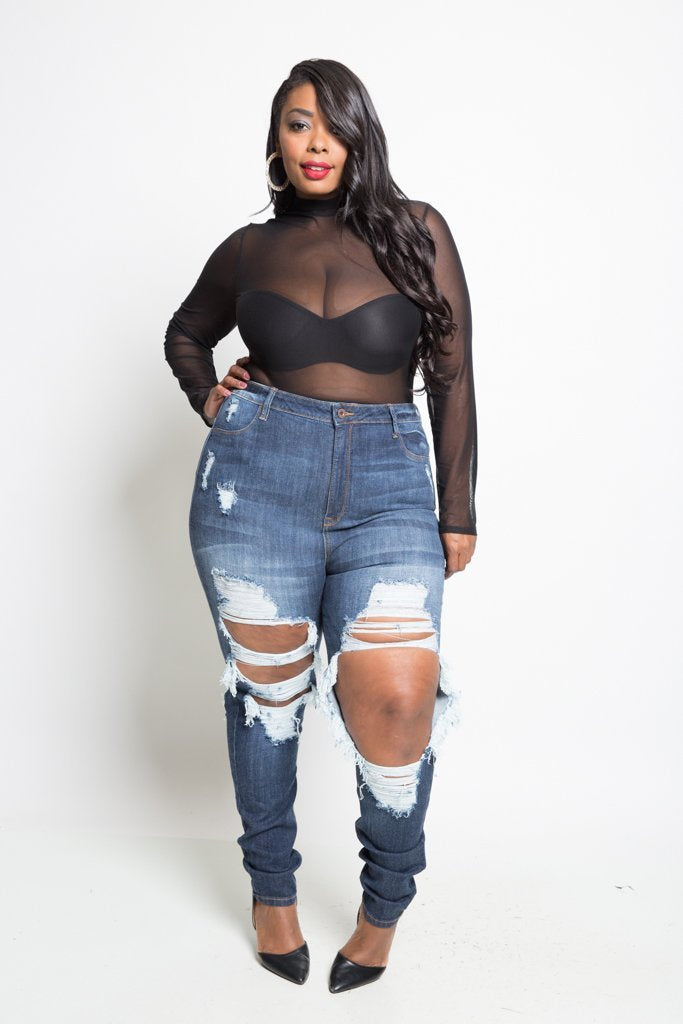 plus size destroyed jeans