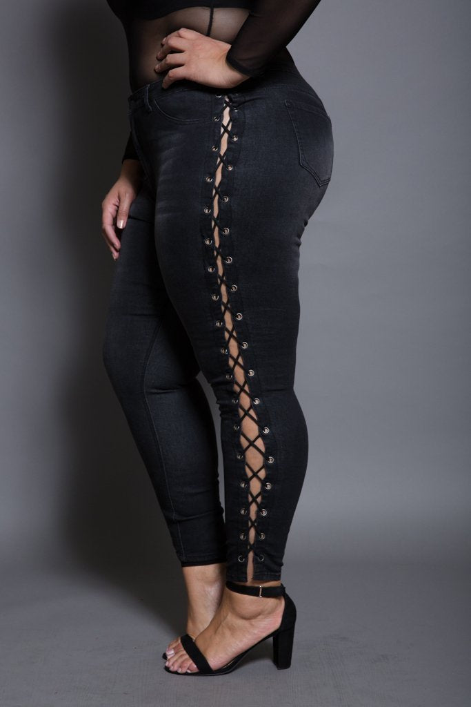 plus size lace jeans