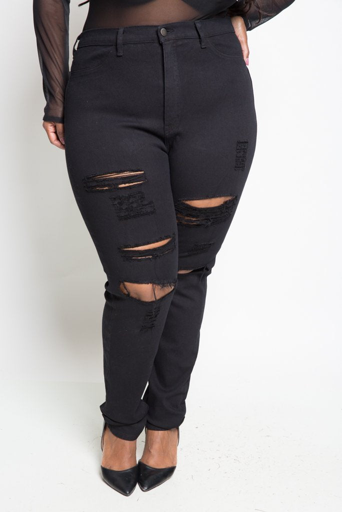 black distressed jeans plus size