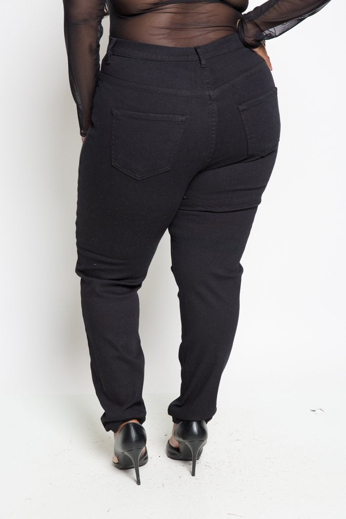 high waisted black ripped jeans plus size