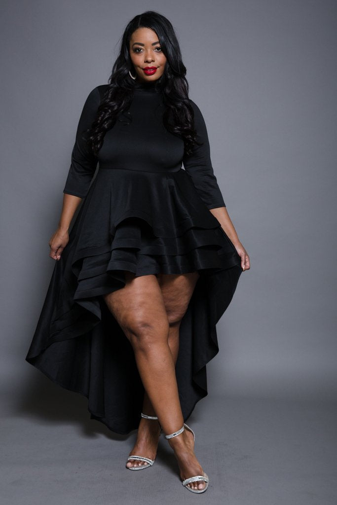 plus size high low dress with sleeves