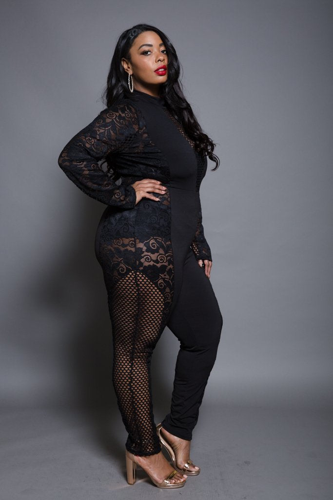 plus size mesh jumpsuit