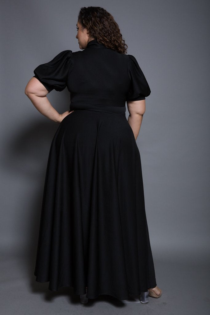 Plus Size Puff Sleeve Flowy Maxi Dress – slayboo