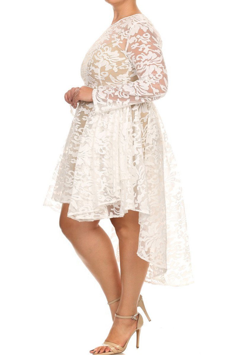 white sheer plus size dress