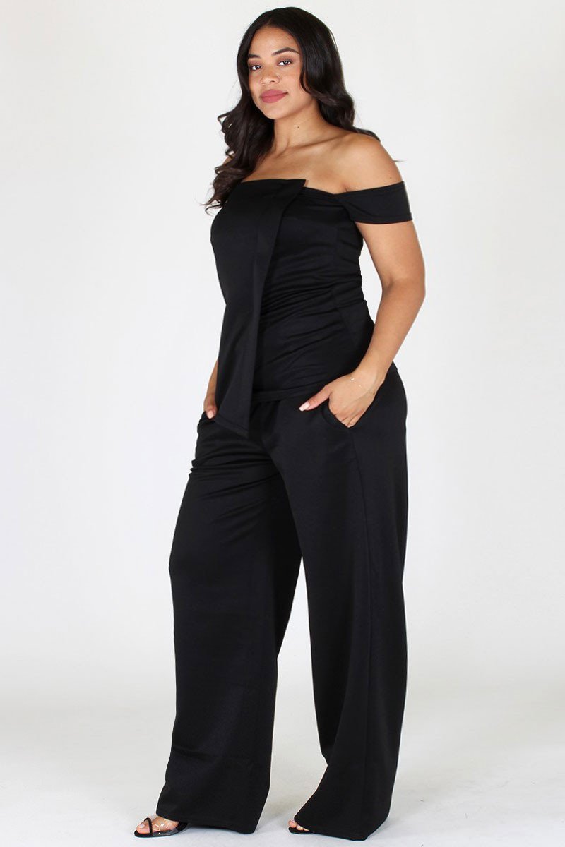 Plus Size Chic Off Shoulder Top and Bottom Set [SALE] – slayboo