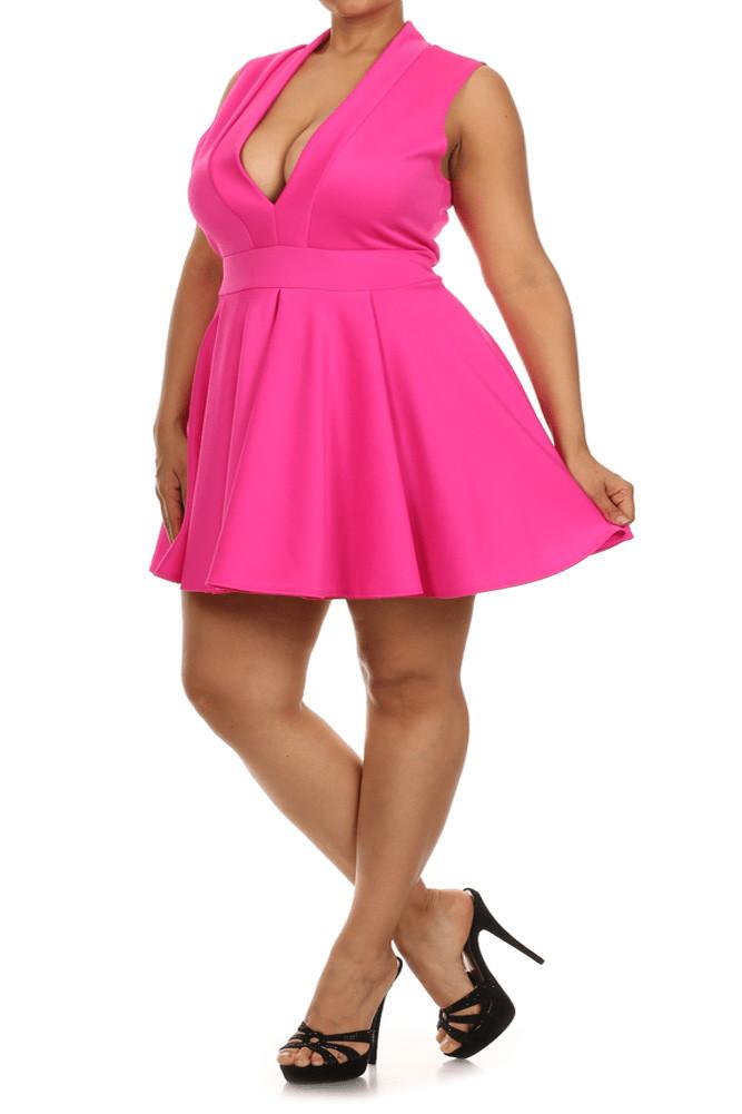 pink skater dress plus size