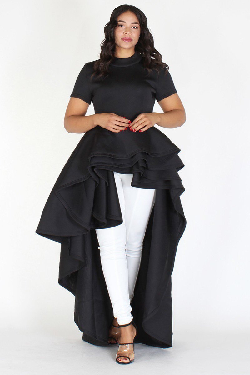 plus size high low peplum top