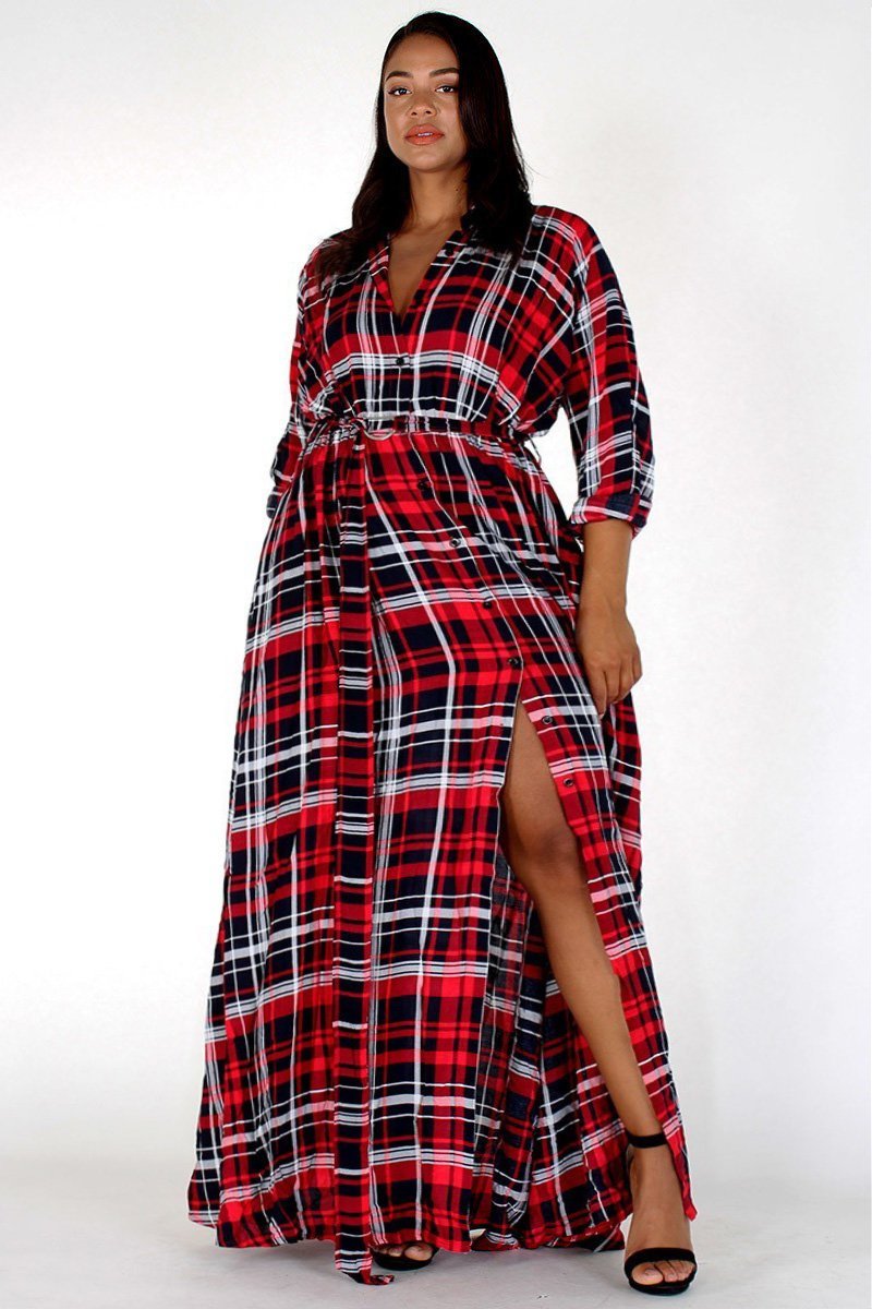 plus size checkered dress