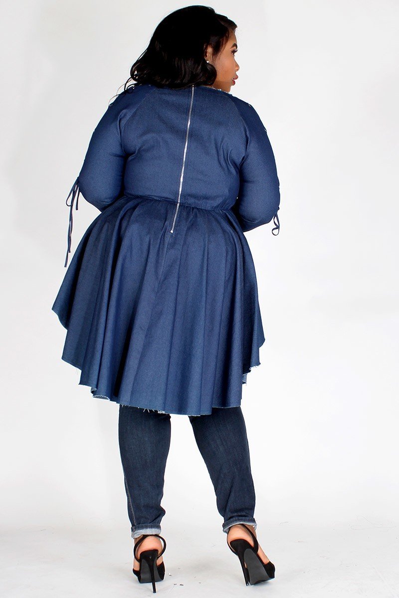 plus size denim peplum top