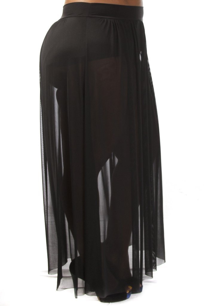 plus size mesh maxi skirt