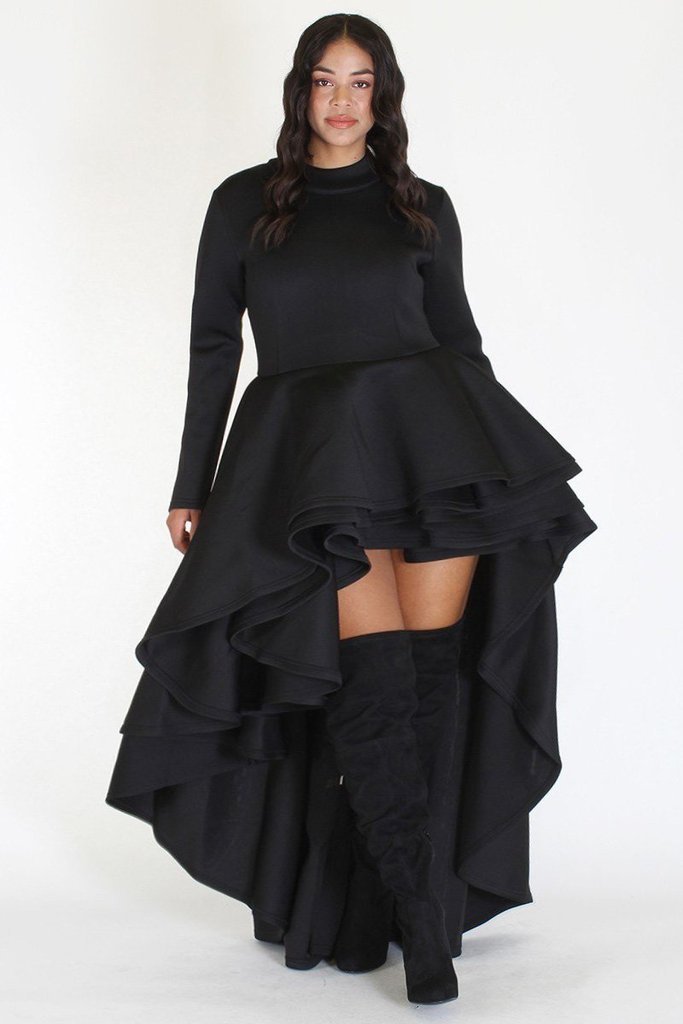 plus size tiered dress with sleeves