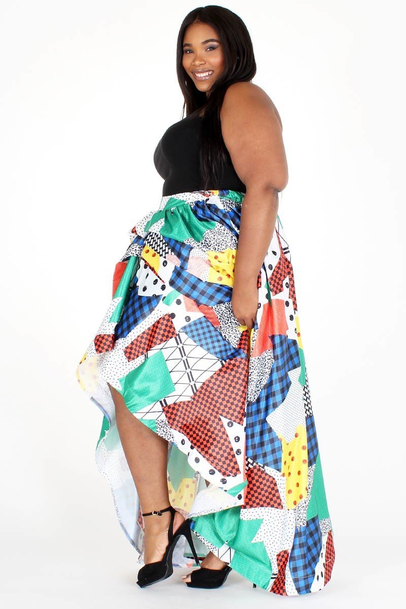 plus size ruffle maxi skirt