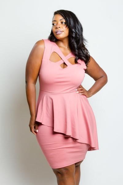 pink peplum dress plus size