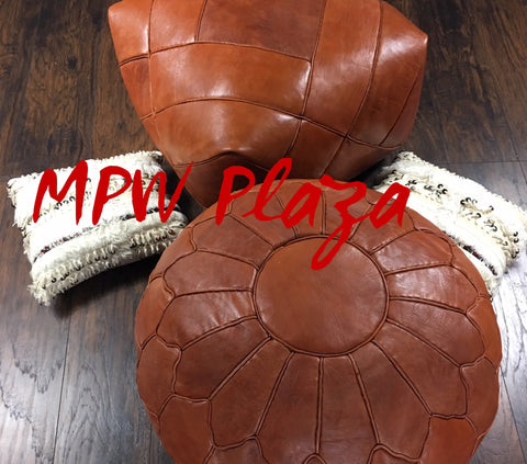 Morocan Leather Pouf