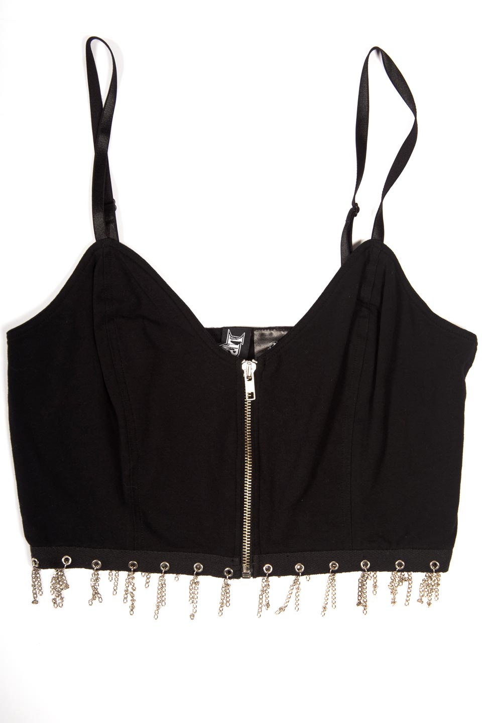 Lip Service Vintage Women's Zip Front Chain Crop Top in Black