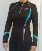Sport, Cycling Bike, Clothing Jersey Top  Long Sleeve Ladies Women (Black & Blue)