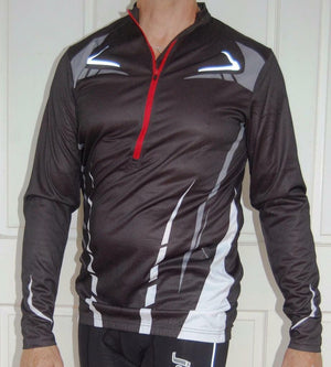 Cycling MTB Bike Jersey long sleeve Sport  Black & Red/White Men Unisex M L XL