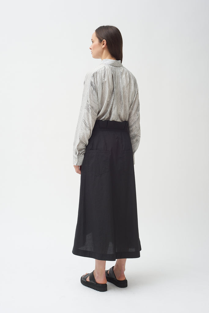 asymmetric button down skirt