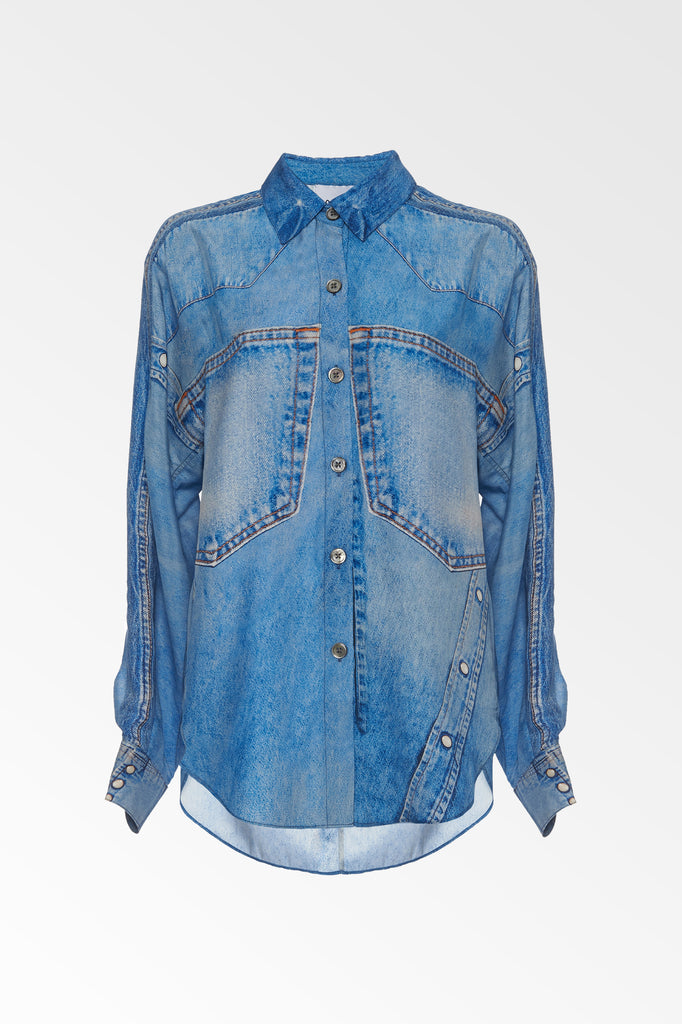 silk denim shirt