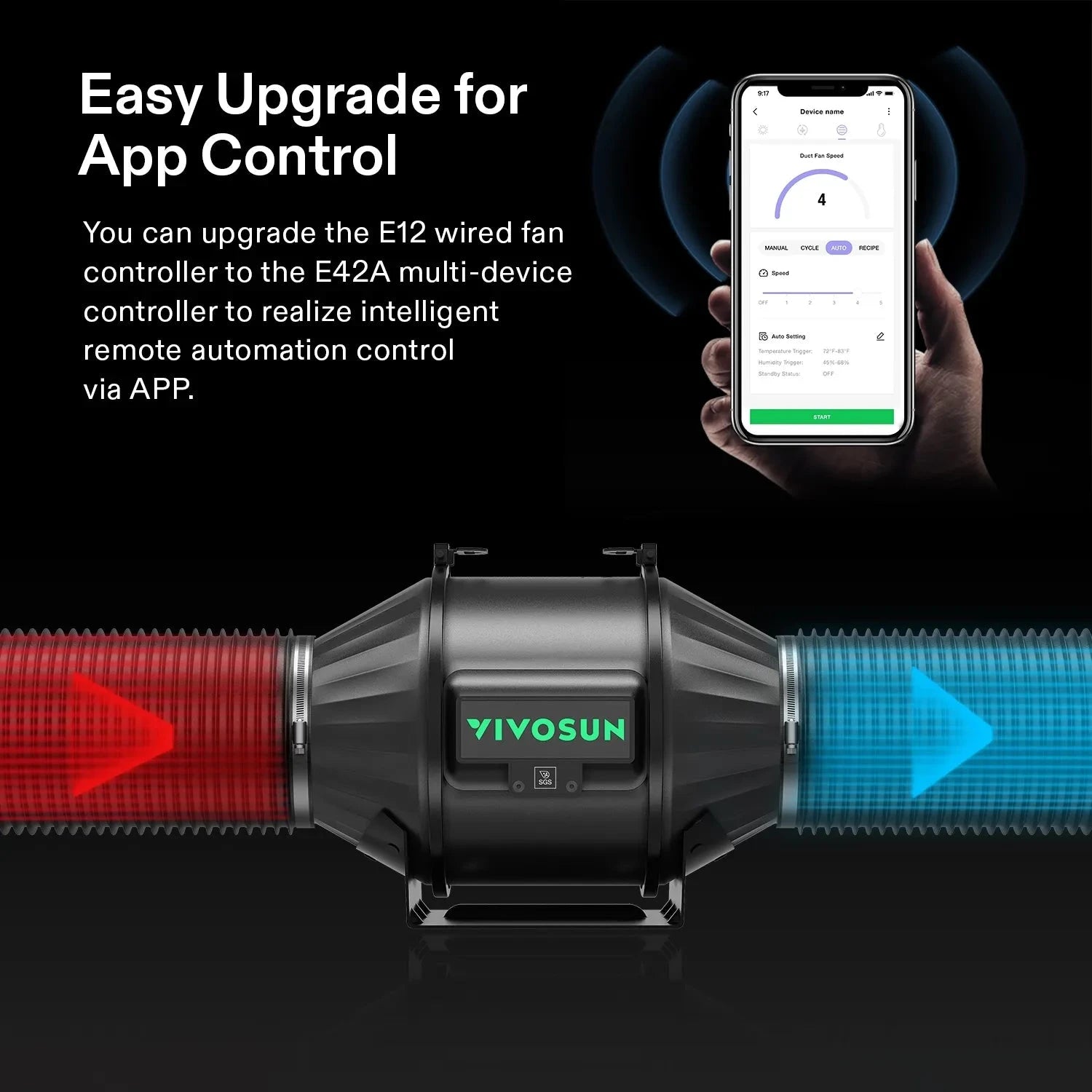 VIVOSUN AeroZesh T4 Inline Fan with easy upgrade controller