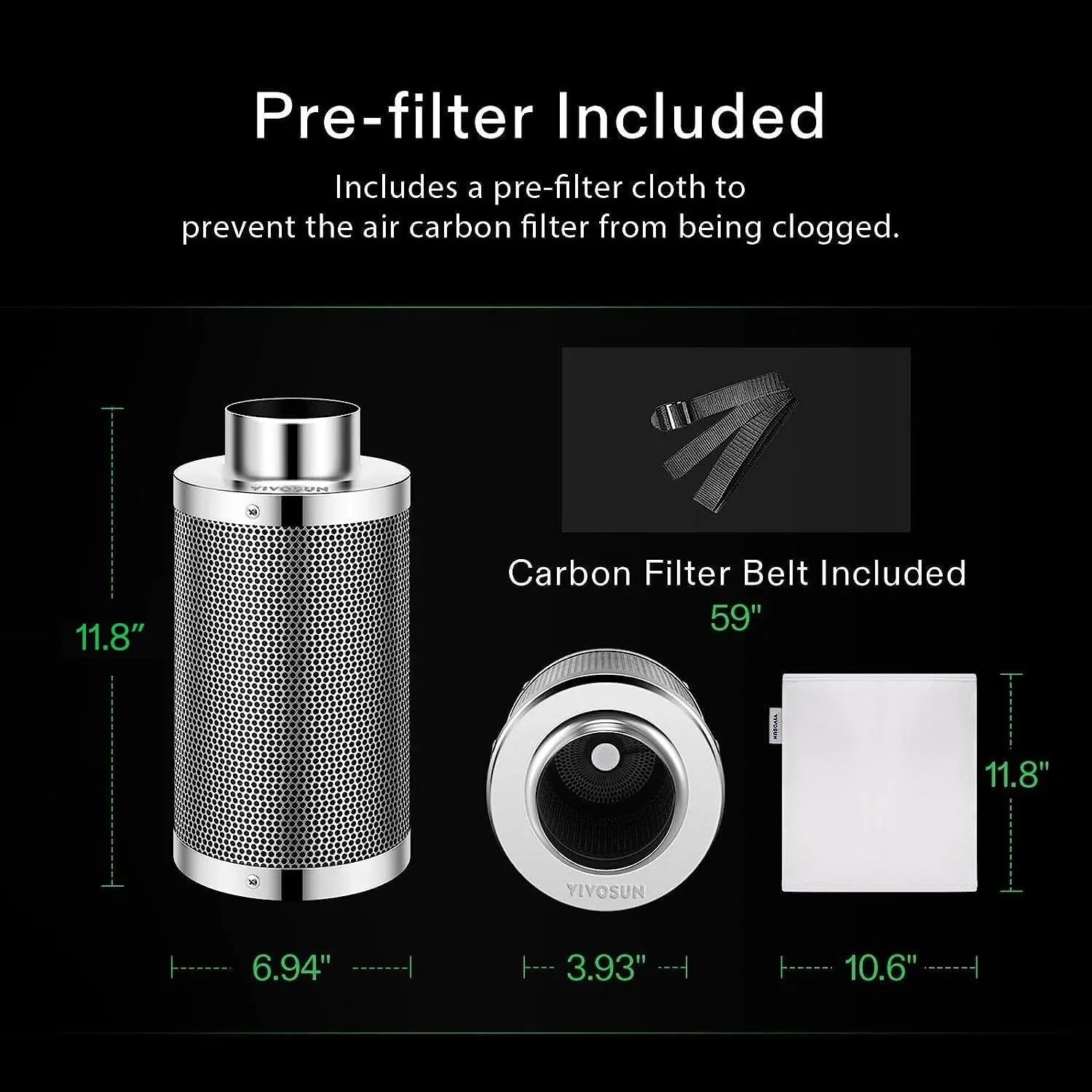 VIVOSUN AeroZesh S4 Air Filtration Kit with included pre-filter
