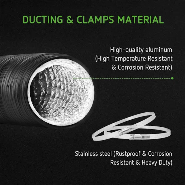 VIVOSUN Vivosun AeroZesh T6 w/ E42A Smart Air Filtration Kit ducting and clamp materials