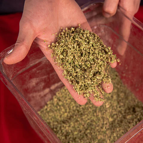 Image of grinded cannabis using a preroll grinder