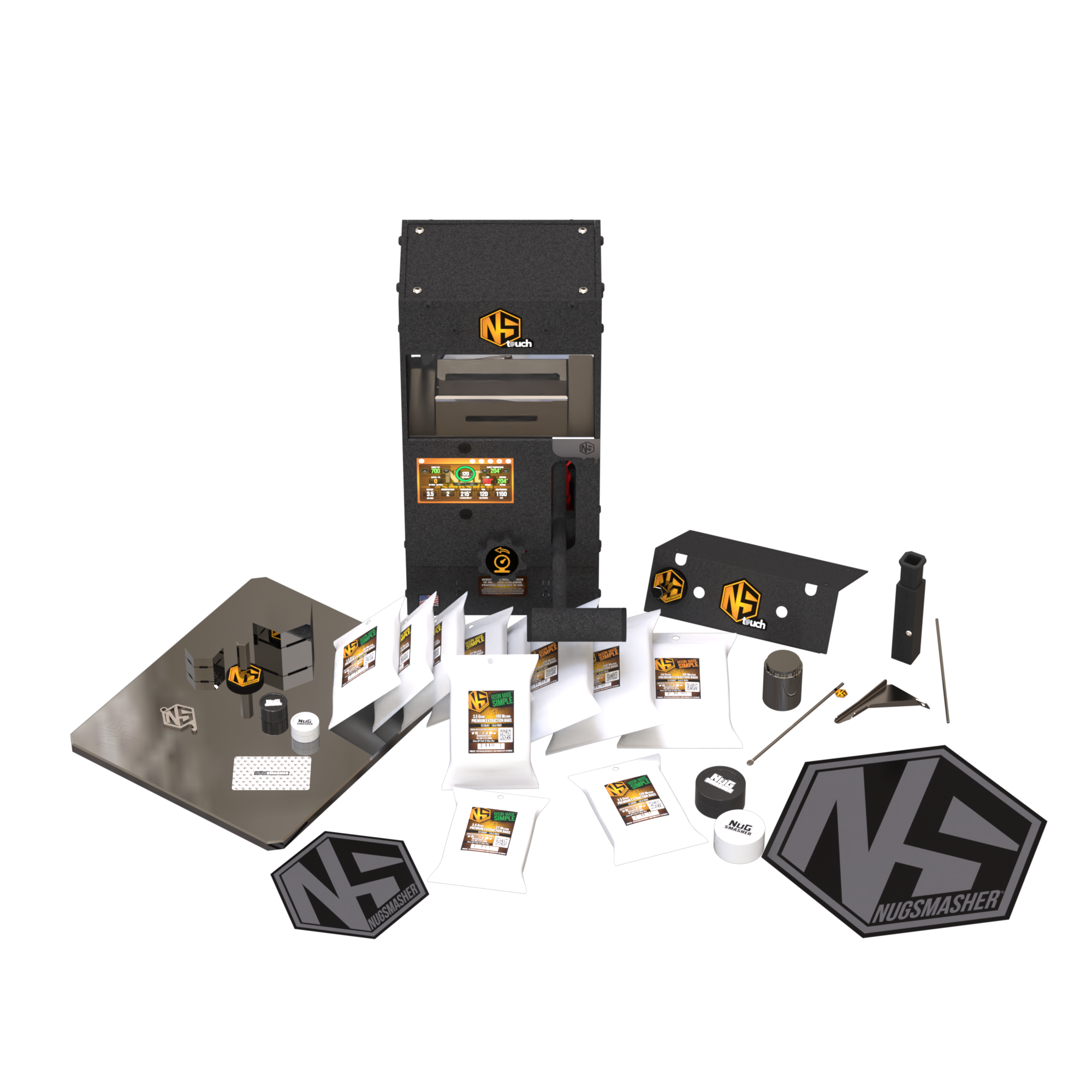 NugSmasher Pro Touch 20 Ton Rosin Press Basic Bundle